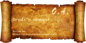 Orsós Armand névjegykártya